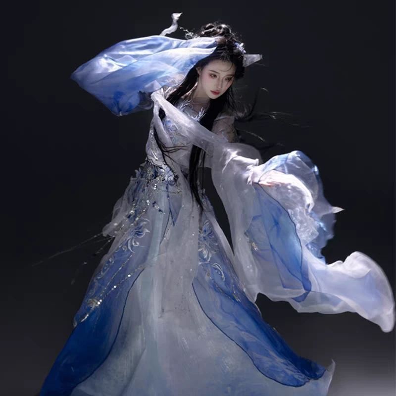 Yi Zhige สไตล์เดียวกัน [Su Xue Qingzhu] Qiannv Ghost เกมมือถือร่วมอุตสาหกรรมหนักเย็บปักถักร้อยต้นฉบับปรับปรุง Hanfu หญิง Y26624351