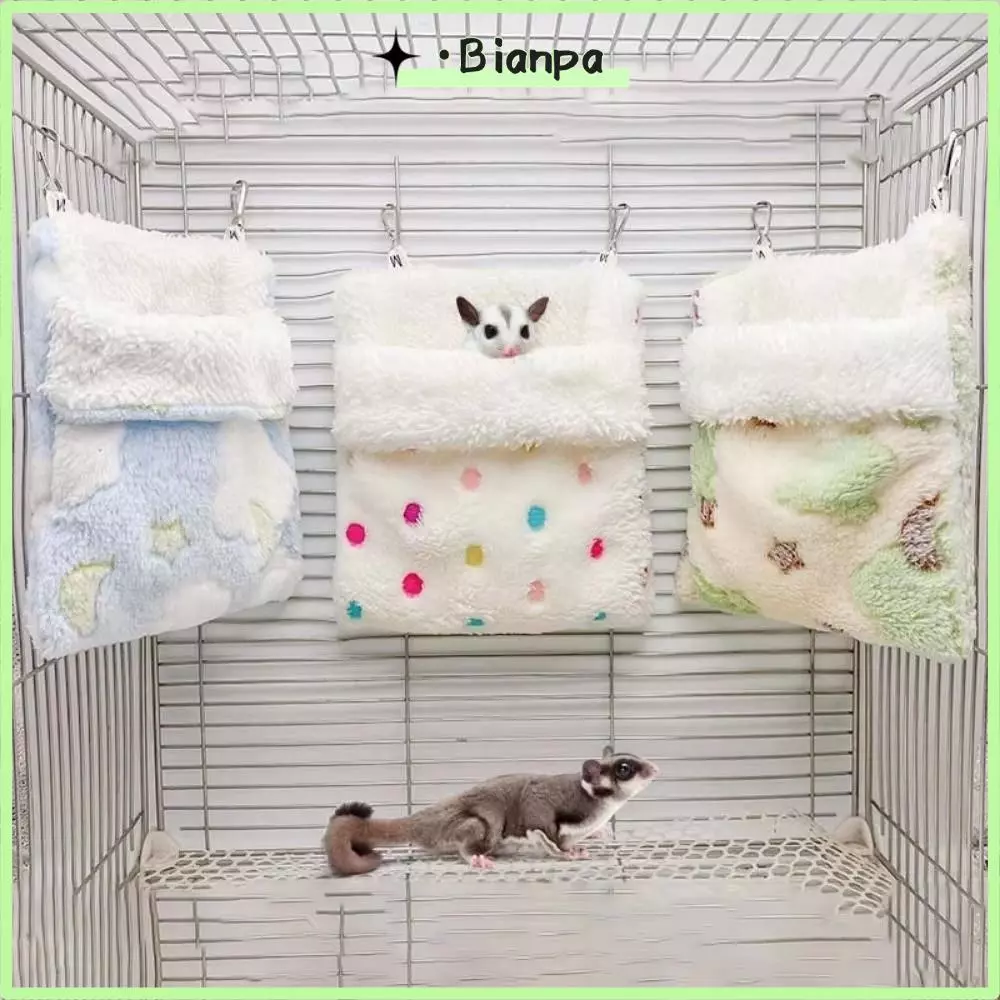 BIANPA เปลญวนหนูแฮมสเตอร์, อบอุ่นสบายชูการ์เครื่องร่อนถุงนอน, Soft Plush Star รูปแบบหนูถุงนอนสัตว์เลี้ยง Swing กระเป๋า