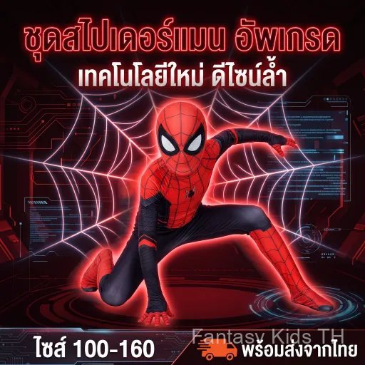 🔥สต็อกไทย ส่งไว 24 ชม🔥 ชุดคอสเพลย์ Spider Man เด็กชาย ชุดซูเปอร์ฮีโร่ 3D ชุดสไปเดอร์แมนเด็ก พร้อมส่งจากไทย