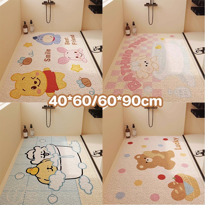 แผ่นรองกันลื่นในห้องน้ำ แผ่นกันลื่น พรมประตู 40*60/60*90cm PVC ลายการ์ตูนน่ารัก สําหรับตกแต่งบ้าน