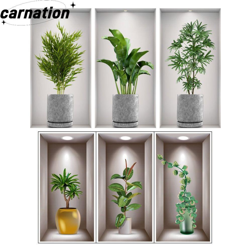 CARNATION สติ๊กเกอร์ติดผนัง, Creative Self กาวสีเขียวกระถางต้นไม้,โซฟาฉากหลัง Greenery พืชใบ Wall Decals ทางเดิน Entrance