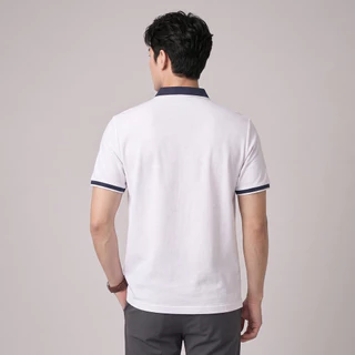 LTD เสื้อโปโลแขนสั้น ผู้ชาย สีขาว | Pique polo banded collar | 03636