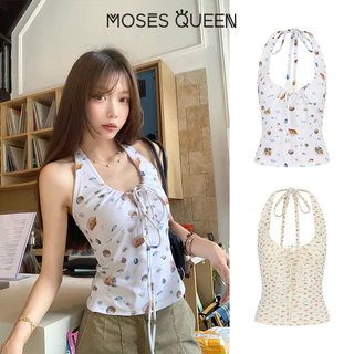 MOSESQUEEN สาวเซ็กซี่ล้วนๆลดอายุและพิมพ์เปลือกเปลือยออกแบบที่ไม่มีสายหนังคล้องคอไม่มีสายหนังเปลือยแจ๊กเก็ตฤดูร้อนสําหรับผู้หญิง #63886