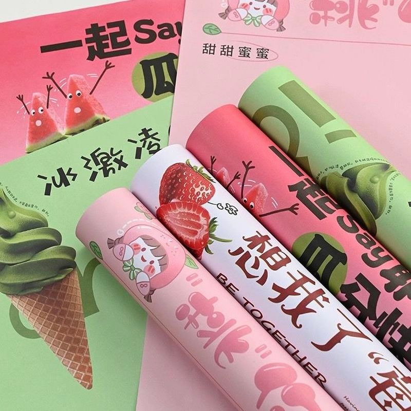 Qixi กระดาษห่อดอกไม้กระดาษคราฟท์หนาดอกไม้ DIY สําหรับร้านดอกไม้ yuku