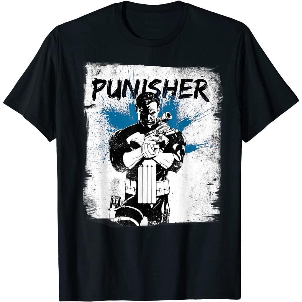 Marvel The Punisher Chalked Out Paint Splat Graphic T-Shirt - Mens T-Shirt - เสื้อยืดผู้หญิง - เสื้อ