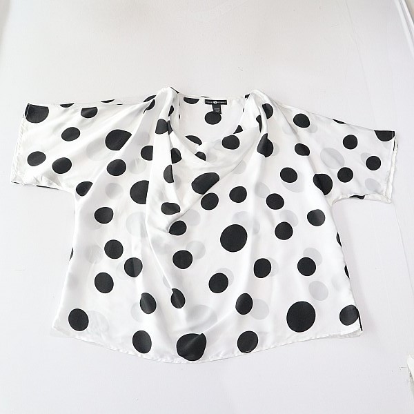 ฤดูใบไม้ผลิฤดูร้อนผู้หญิงกลาง Big Polka Dot เสื้อ V คอ Pullover หลวม Retro แฟชั่น All-Match Top H2