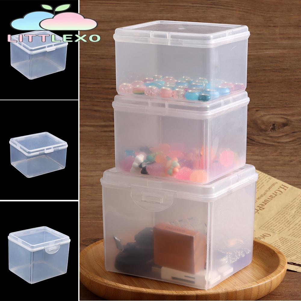 LITTLEX กล่องเก็บของ 1 ชิ้น, ที่เก็บของพลาสติกรูปทรงสี่เหลี่ยม, อเนกประสงค์ขนาดเล็กพร้อมฝาปิดขนาดเล็กคอนเทนเนอร์จัดเก็บเครื่องประดับที่คาดผม