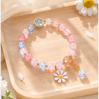 สร้อยข้อมือคริสตัล ลายดอกเดซี่ สไตล์เกาหลี มินิมอล เสริมดวงความรัก ของขวัญวันเกิด พร้อมกล่อง