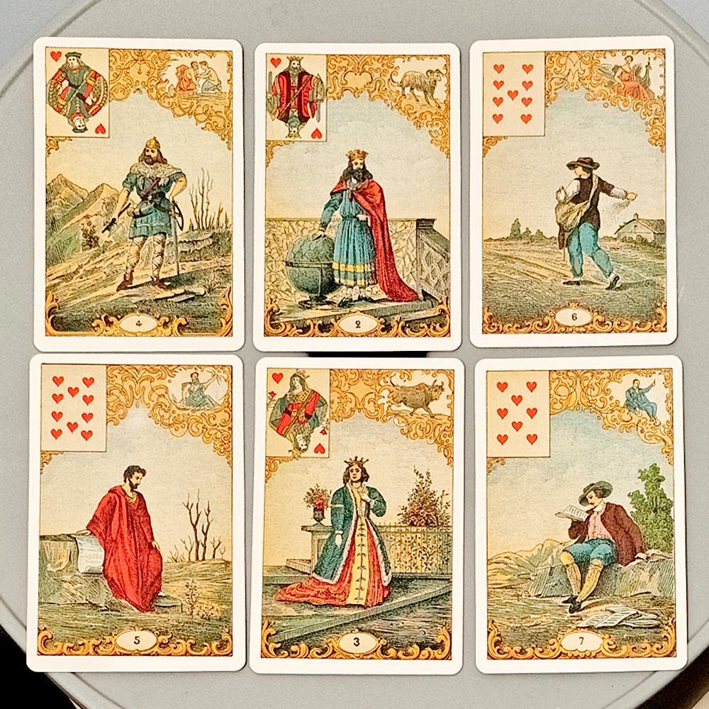 Vintage Antique Destiny Fortune Telling Cards, 32-Card Oracle Deck Le Jeu Du Destin Antiques, แบบดั้