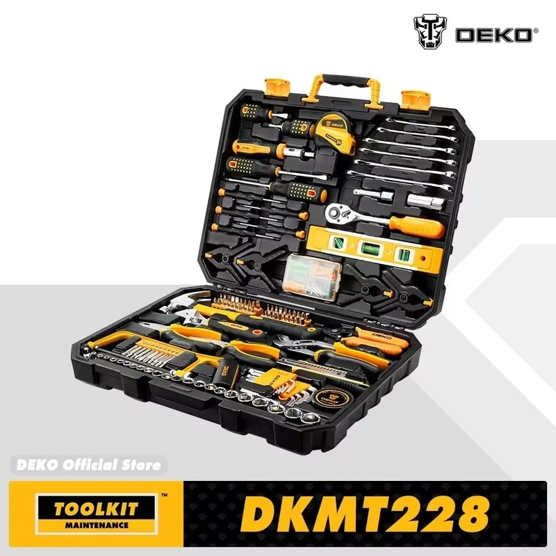 DEKO 228-piece car repair tool set, block wrench set, combination tool set, mechanic's set, with pla