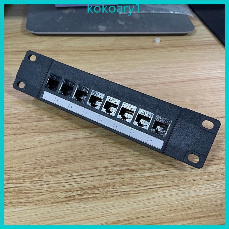 KOKO 8-Port สําหรับแมว 6 แผงแพทช์โล่ RJ45 10G พร้อมพลาสติกที่อยู่อาศัยสีรหัสติดฉลากสําหรับ T568A และ