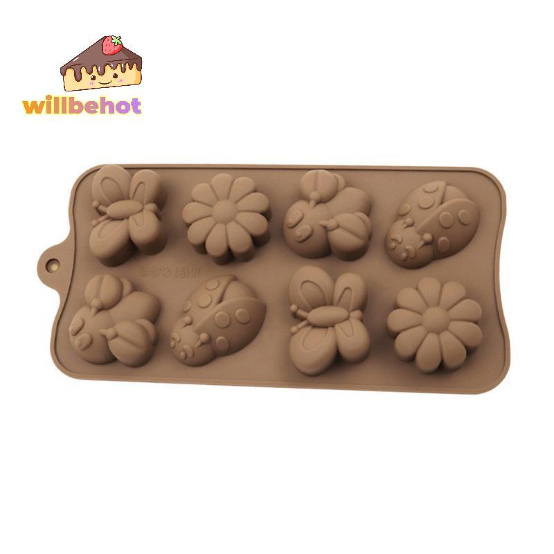 [Willbehot-t] แม่พิมพ์ซิลิโคนช็อกโกแลตน่ารักแมลงดอกไม้รูปร่างReusable Non-StiสําหรับHome Baking F Ondant Candyทํา [ใหม่]