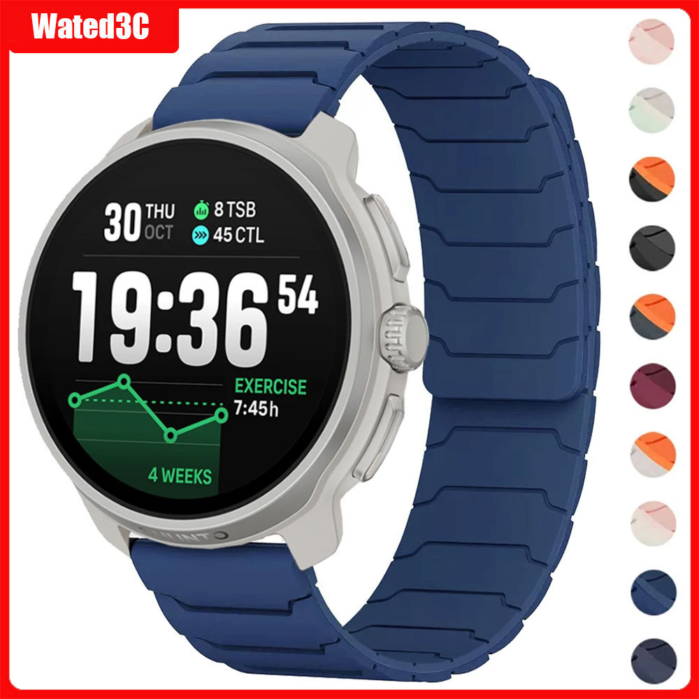 สายซิลิโคนแม่เหล็กสําหรับ SUUNTO 5 / 9 Peak Pro สาย SUUNTO RACE S/VERSAL/Suunto Run สร้อยข้อมือ 22 มม.สายนาฬิกา