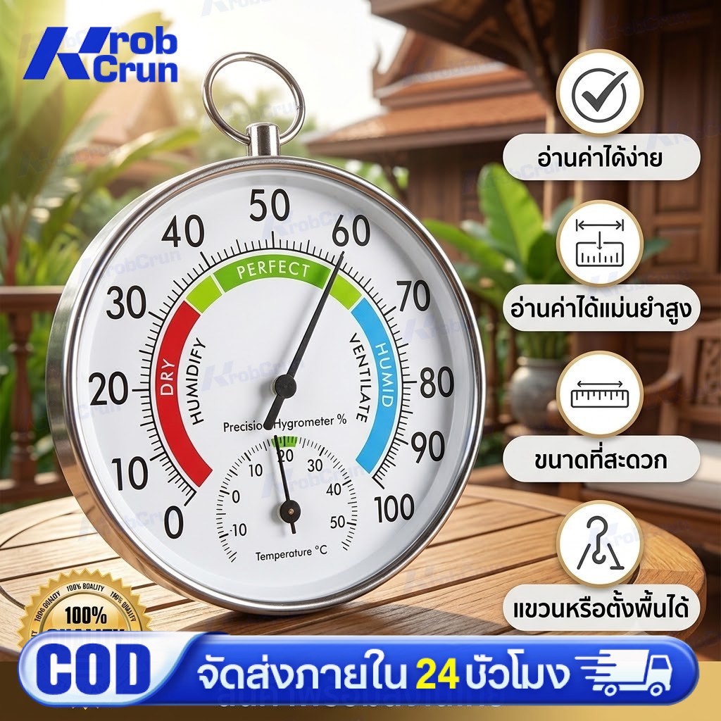 TH-Living พร้อม​ส่ง​ เครื่องวัดอุณหภูมิและความชื้้น (เหล็ก)​รุ่น​101B
