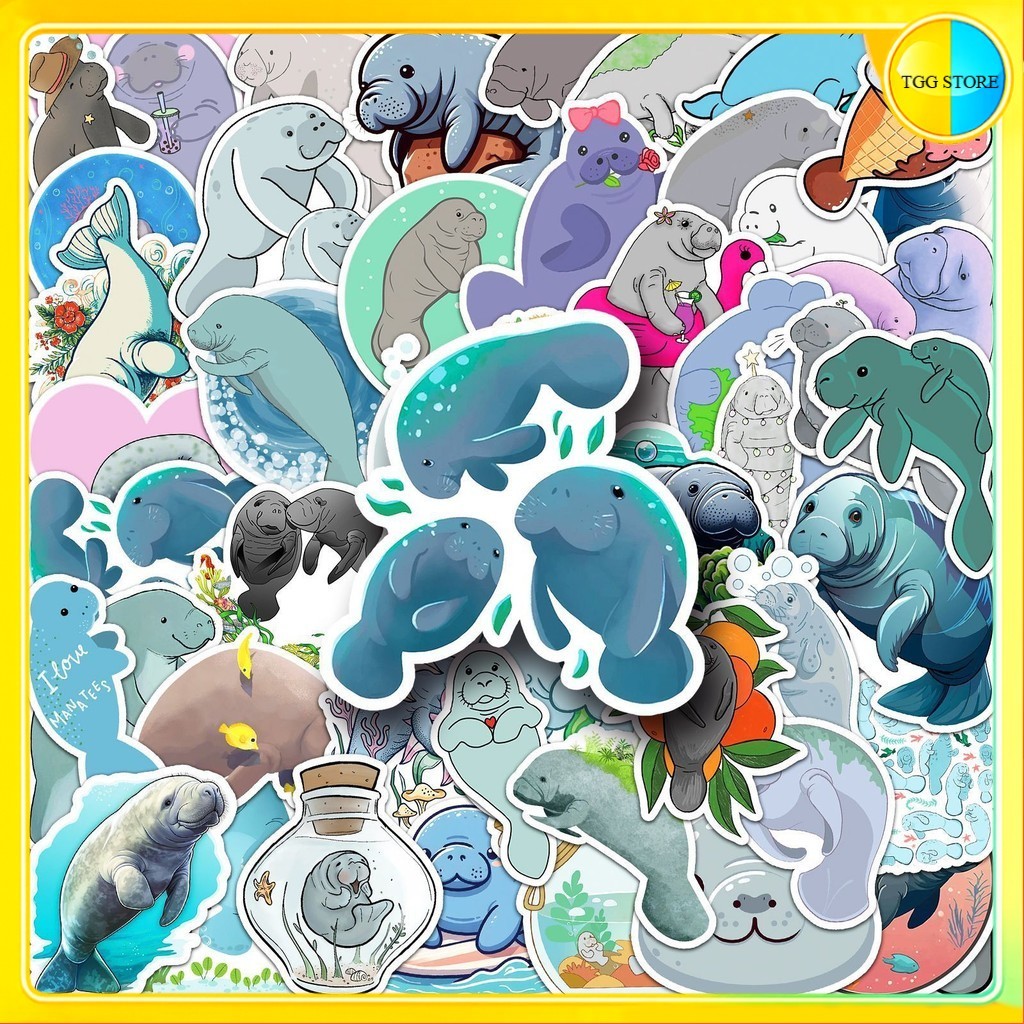 🚚พร้อมส่ง🚚 50แบบ สัตว์น้ำ การ์ตูน พะยูน แมนนาที manatee dugong sticker  cartoon animal marine