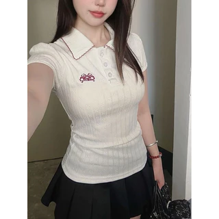 พร้อมส่งจากกทม เสื้อยืดแขนสั้นคอปก เสื้อคอปกกระดุมหน้า ผ้านิ่ม ใส่บาย มินิมอล สไตล์เกาหลี Velca