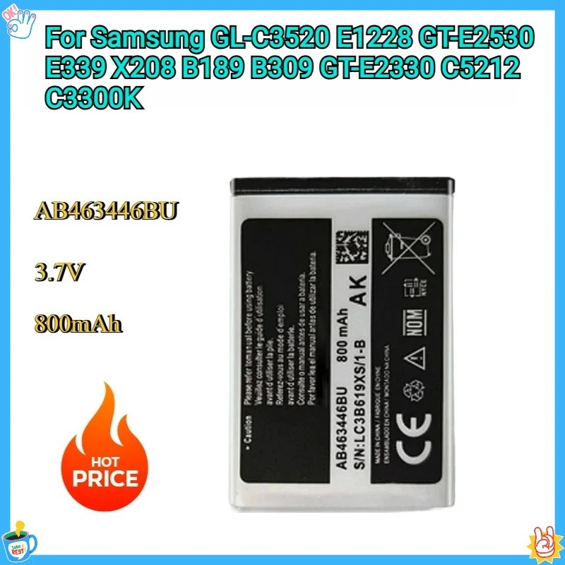แบตเตอรี่ใหม่ AB043446บีเอบี463446บ๊าบ553446BU สําหรับ Samsung GT-C3520 E1228 GT-E2530 E339 X208 B18