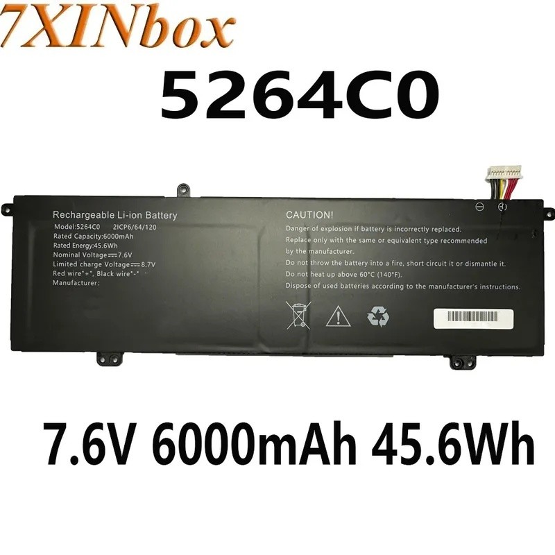 7XINbox 5264C0 7.6V 6000mAh 45.6Wh แบตเตอรี่แล็ปท็อปสําหรับ HAIER Leadpie M1 Series 11 Pin 10 สาย