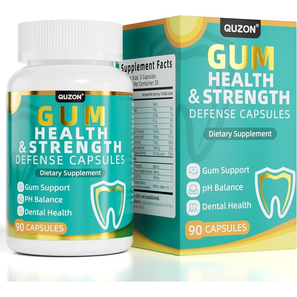 Gum Restore ผลิตภัณฑ์เสริมสนับสนุนช่องปากด้วย Bovine Bone Marrow คอลลาเจน วิตามิน D3 & K2, CoQ10, 90