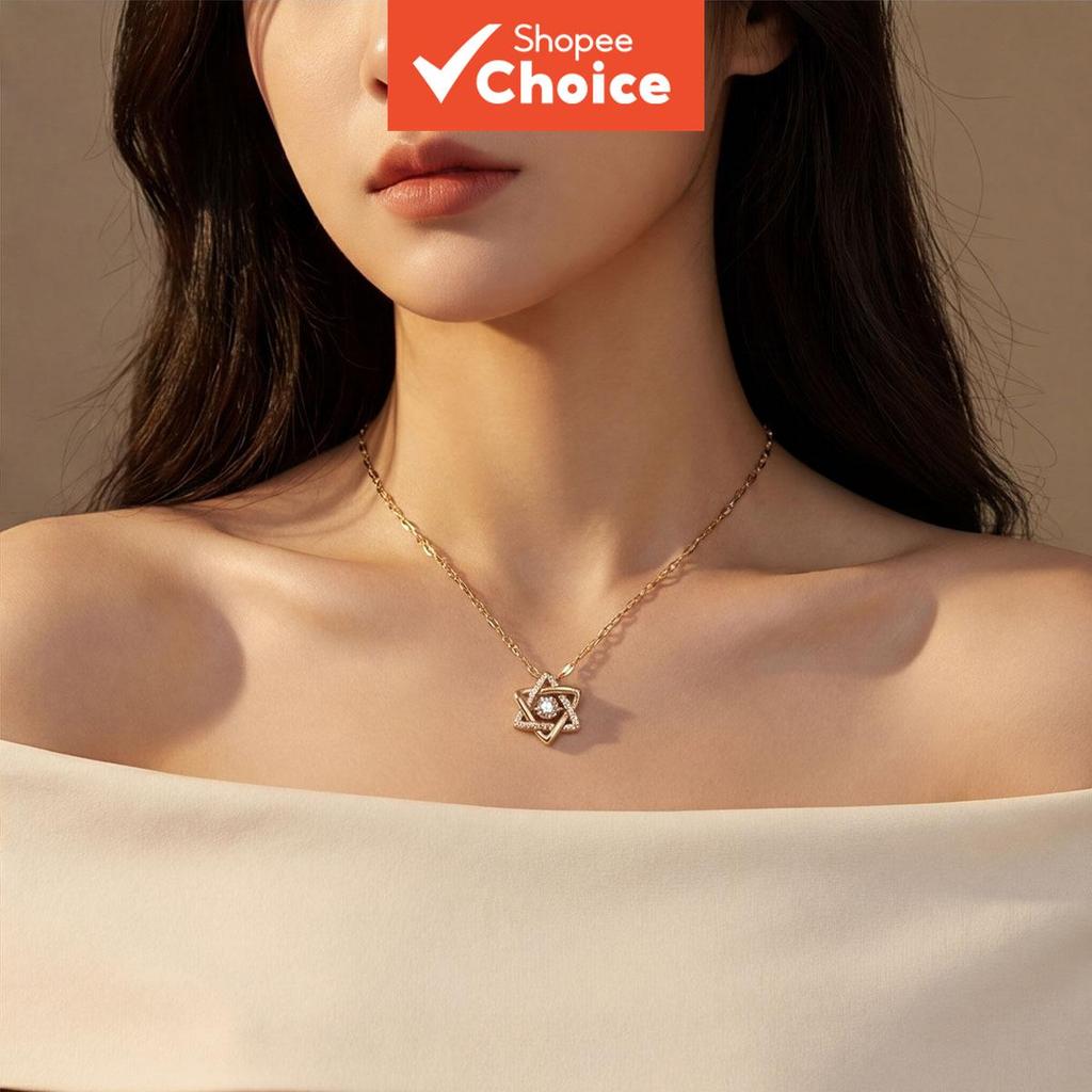 Elegant Hexagram Rhinestone จี้สร้อยคอChokerสําหรับผู้หญิงสาวแฟชั่นเครื่องประดับของขวัญ