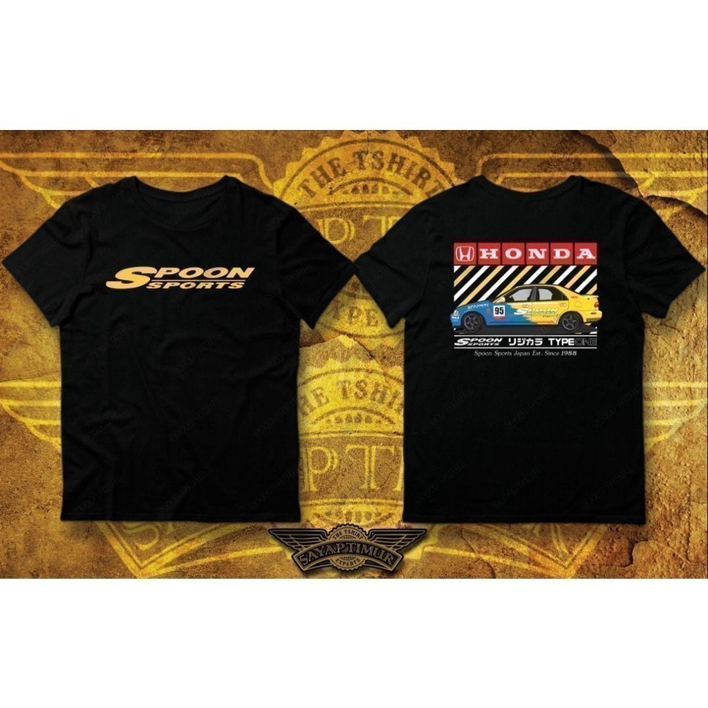 แฟชั่น Spoon 2026 Sports Honda Civic Ferio EG9 D2 (เสื้อยืดสีดํา)