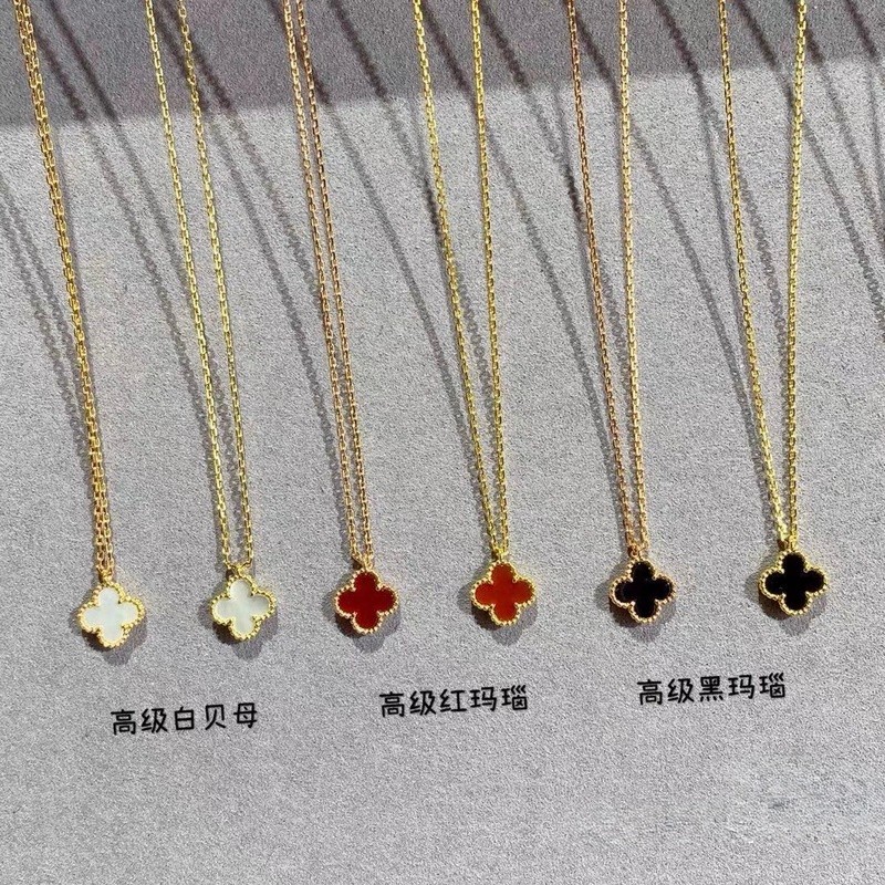 18K Gold V&CA Van Cleef 18K Mini Four Leaf Clover สร้อยคอสําหรับผู้หญิง