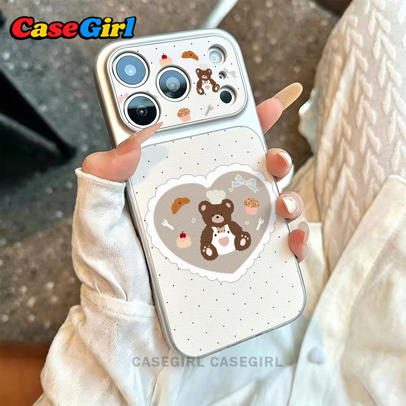 [✅คุ้มค่าที่สุด] สำหรับ iPhone 11 16 15 13 17 14 12 Pro Max 16 14 15 Plus เคสโทรศัพท์กันกระแทก ลายหมีเค้กหัวใจน่ารักสุดๆ
