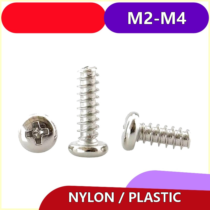 Nickel/Black Pan Head Phillips Cut Tail Self Tapping Screws M2-M4 สําหรับพลาสติกและอิเล็กทรอนิกส์ 2.