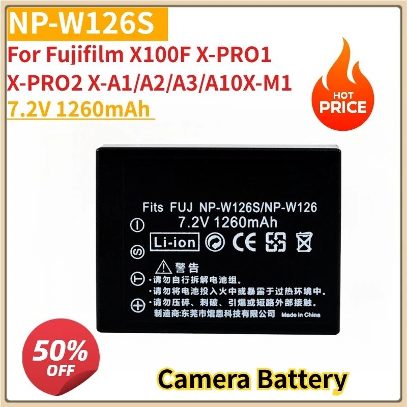แบตเตอรี่กล้องใหม่ NP-W126S NP-W126 7.2V 1260mAh สําหรับ Fujifilm X100F X-PRO1 X-PRO2 X-A1/A2/A3/A10