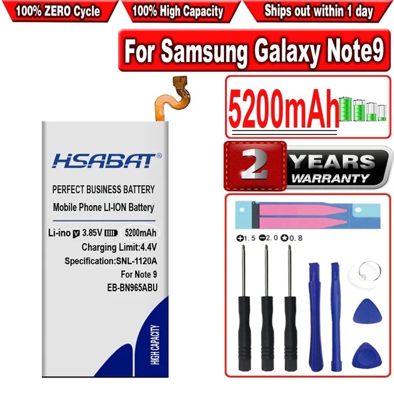 HSABAT 5200mAh EB-BN965ABU แบตเตอรี่สําหรับ Samsung Galaxy Note9 หมายเหตุ 9 N960U SM-N9600 SM-N960F 