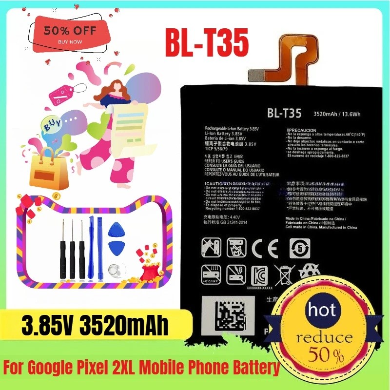 3520mAh เหมาะสําหรับแบตเตอรี่โทรศัพท์มือถือ Google Pixel 2XL BL-T35