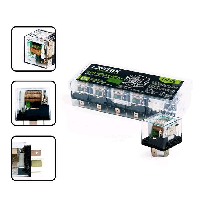 Nine LX-TRIX RL1 2-Prong 80A รีเลย์โปร่งใสสําหรับรถจักรยานยนต์และรถยนต์พร้อมแตรปลุกและไฟหน้า 12V