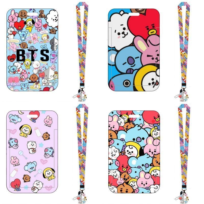 BTS BTS BTS Student Slide Card Holder Food Card Bus Card ID Protective Case Access Control Card BT21