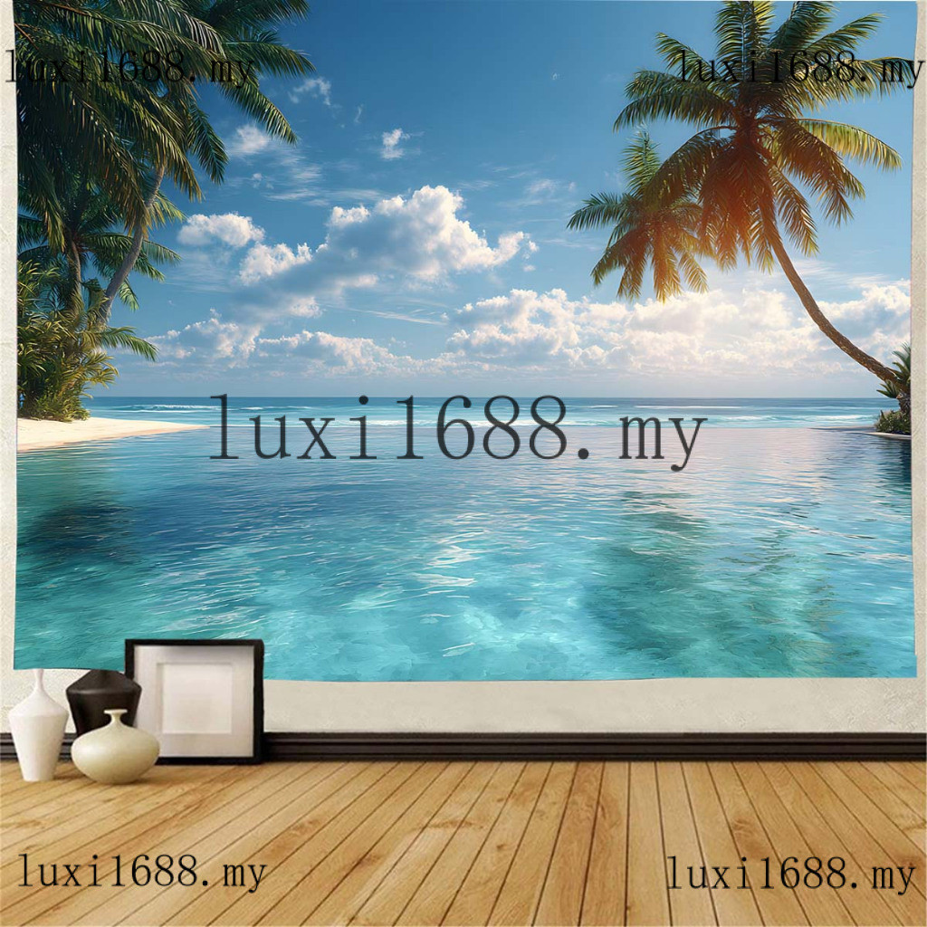 วอลล์เปเปอร์ขนาดที่กําหนดเองTropical Coconut Palm Horizon White Beach Ocean natural Landscape Wall M