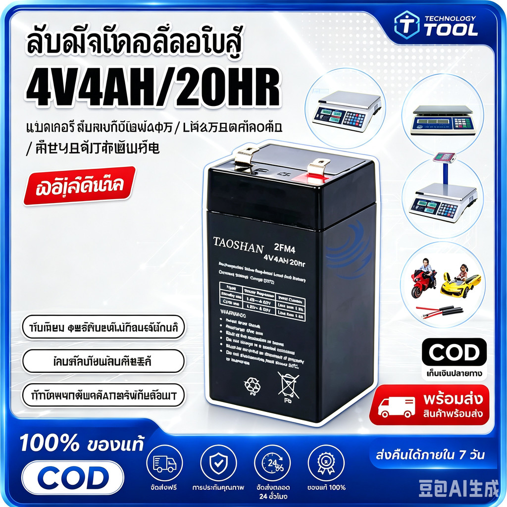 รับประกัน 1 ปี แบตเตอร์รี่แห้ง แบตเตอรี่ 4V4AH แบตเตอรี่สำหรับเครื่องชั่งดิจิตอลทั่วไปและอื่นๆ 4v/4Ahใช้กับเครื่องชั