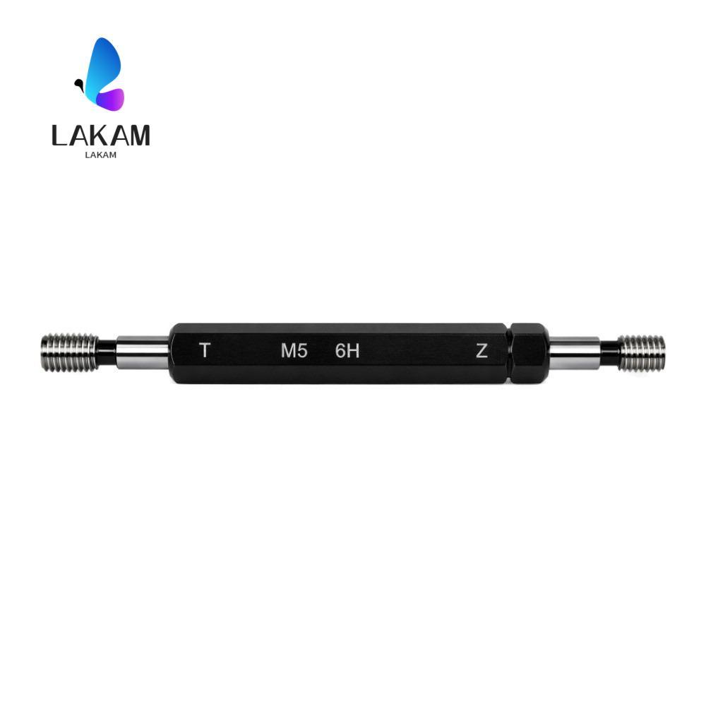 LAKAM วัดเกลียวปลายคู่, เครื่องวัดปลั๊กเกลียววัสดุเหล็ก M5x0.8, ทนทาน 6H Tolerance สีดําเมตริกเครื่อ