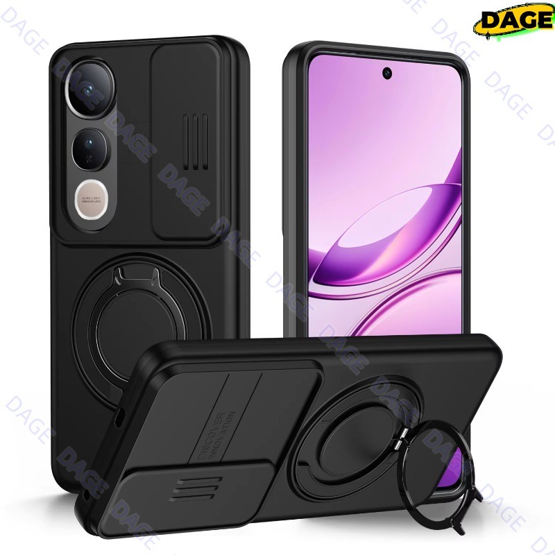 เลื่อนกล้องเลนส์เกราะป้องกันเคสโทรศัพท์สําหรับVIVO V50 V2427 Lite 5G V2440 แหวนโลหะขาตั้งTPUกรอบฝาคร