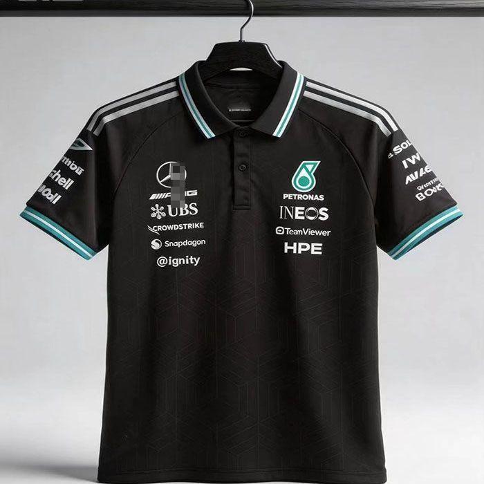 Short-sleeve polo shirt for the 2026 new F1 race suit, with Russell and AMG lettering printed