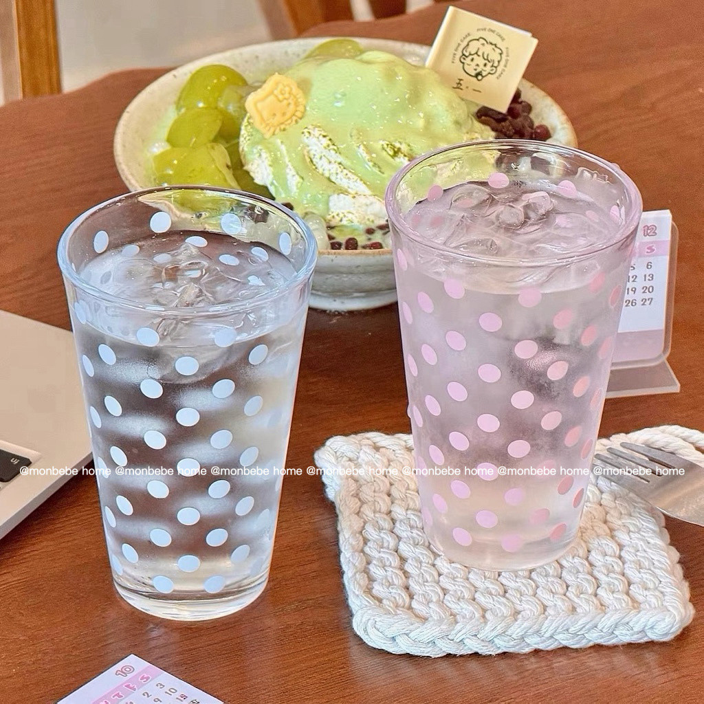 แก้ว แก้วน้ำ แก้วกาแฟ insลายจุด2สี420ml  พร้อมส่ง