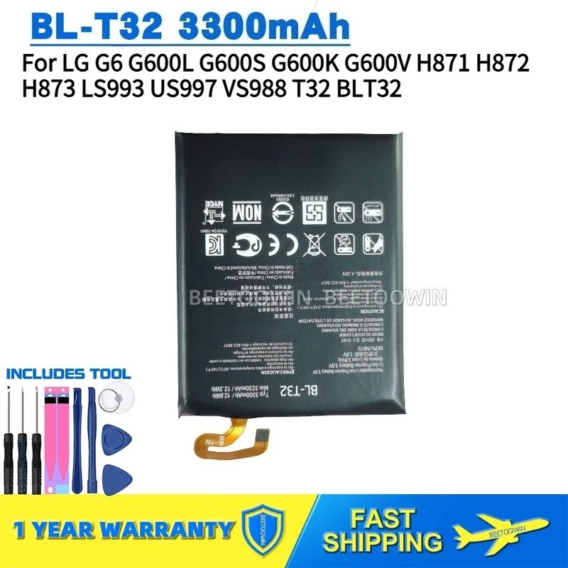 สําหรับ LG G6 G600L G600S G600K G600V H871 H872 H873 LS993 US997 VS988 BL-T32 3300mAh แบตเตอรี่โทรศั