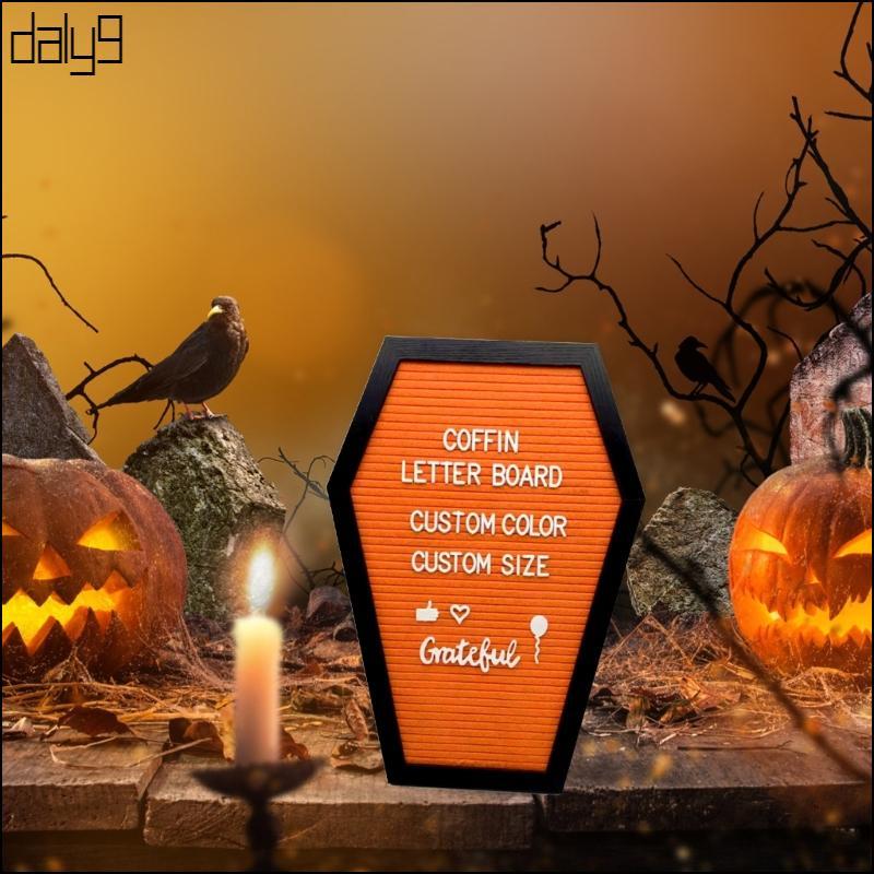 Dal Coffin Letter Board Gothic ข้อความ BOARD Felt Letter Board ฮาโลวีนตกแต่ง Spooky ปัจจุบันสําหรับผ