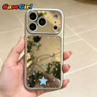 สำหรับ iPhone 11 13 16 15 17 12 14 Pro Max 16 15 Plus เคสกระจกหน้าต่างใหญ่ ลายดาวสีสัน กันตก ทำความสะอาดง่าย