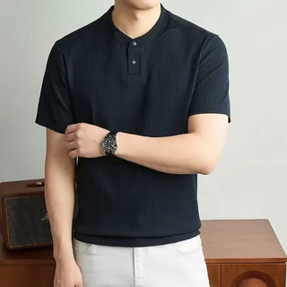CLIFF เสื้อโปโลคอเฮนรี่ผู้ชาย สไตล์ธุรกิจ ผ้านุ่มละมุน ทรงหลวม แมตช์ลำลองได้หลากหลาย เสื้อบนสไตล์วินเทจ