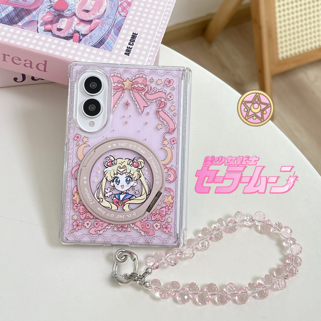 New style การ์ตูน น่ารัก Sailor Moon ฝังตัว Magnetic holder เคส สำหรับ Samsung Galaxy Fold8 Wide Case ชุดสามชิ้นที่ถอดออกได้รวมทุกอย่าง แกนกลางแม่เหล็ก ป้องกันการตก พลิกปก เคส