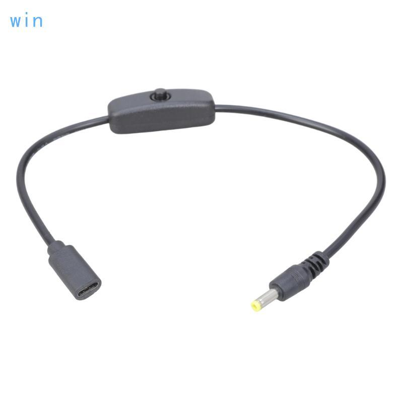 Win Type C ถึง DC4017 สายชาร์จ USB C หญิง 4 0x1 7 มม. สายชายพร้อมปุ่มเปิดปิดสําหรับลําโพงพัดลมไฟ LED