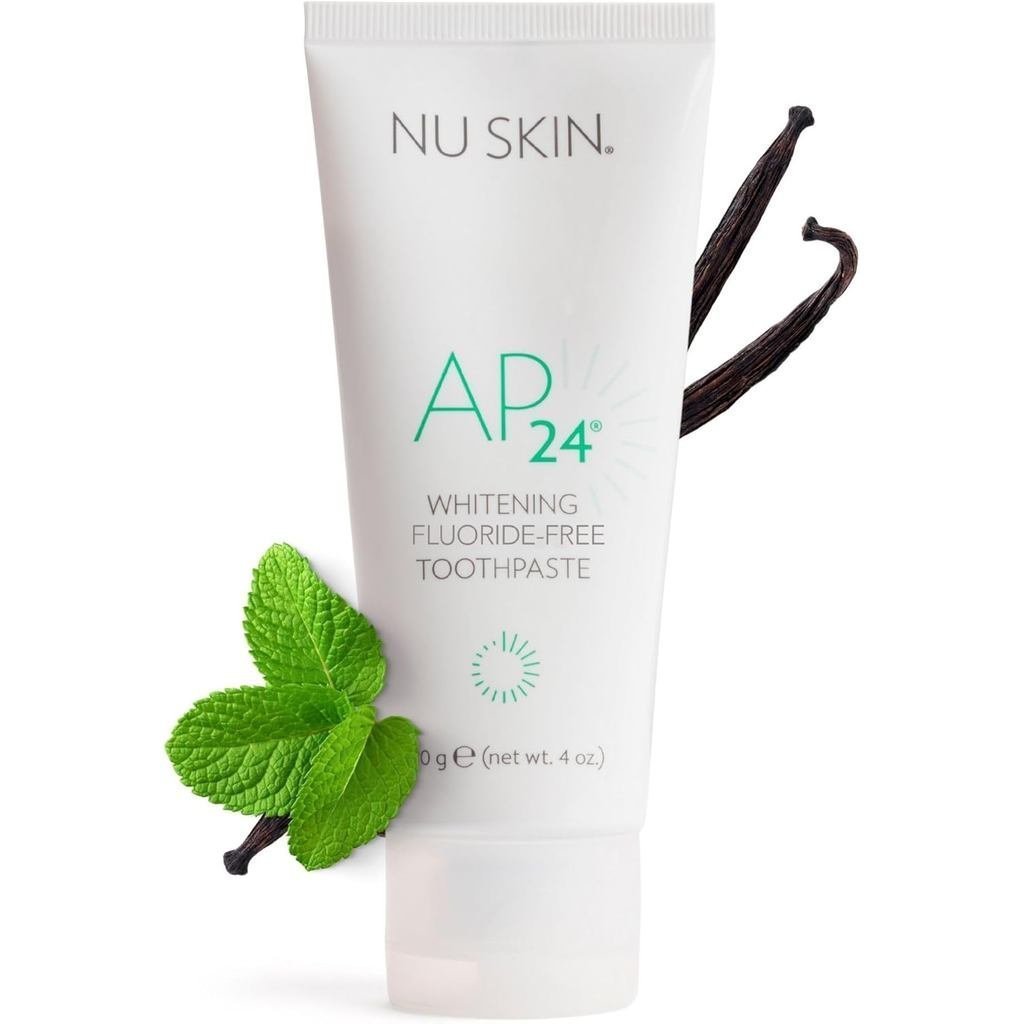 Nu AP 24 Whitening Fluoride - ยาสีฟันฟรี | AP 24 เบลนด์ | รสวานิลลามิ้นต์ | เพิ่มความสว่างฟัน | ขจัด