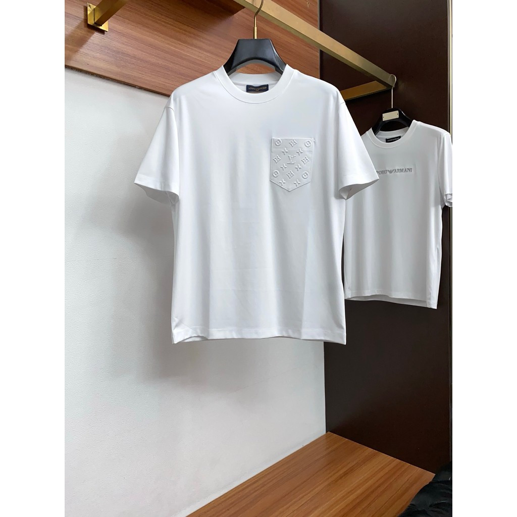 LOUIS VUITTON/LV/2026 คลาสสิกรอบคอแขนสั้นเสื้อยืดผู้ชายผู้หญิงสไตล์ทุกวัน Top Slim-fit Creative Co-B