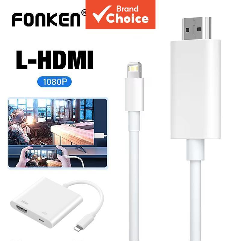 สายอะแดปเตอร์ Fonken iOS to HDMI สําหรับ iPh 14 13 12 11 Pro Max Pad เป็นสายอะแดปเตอร์สําหรับเชื่อมต