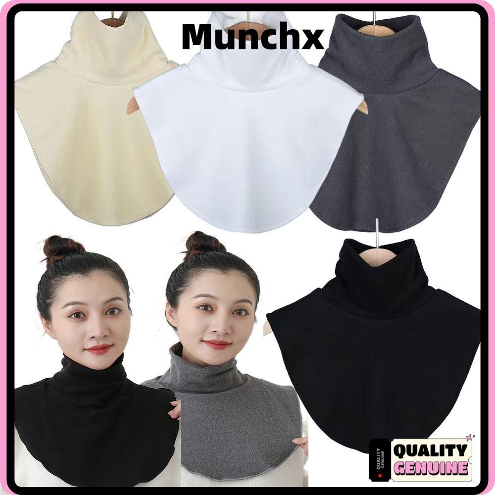MUNCHX ปลอกคอปลอม,ผ้าพันคอยืดหยุ่นสูงห่อปกเท็จ,ปกคอสูงแฟชั่นสีทึบปกคออุ่นปกสูงผู้ชายผู้หญิง