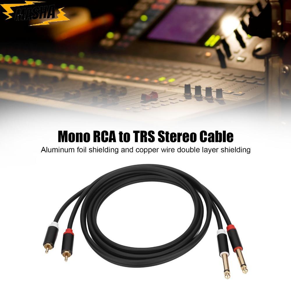 Dual 1/4 TS to Dual RCA Cable, 1.5m / 4.9ft Gold Plated 6.35mm 2 พอร์ต RCA ถึง 2 TS Port Cable, Plug